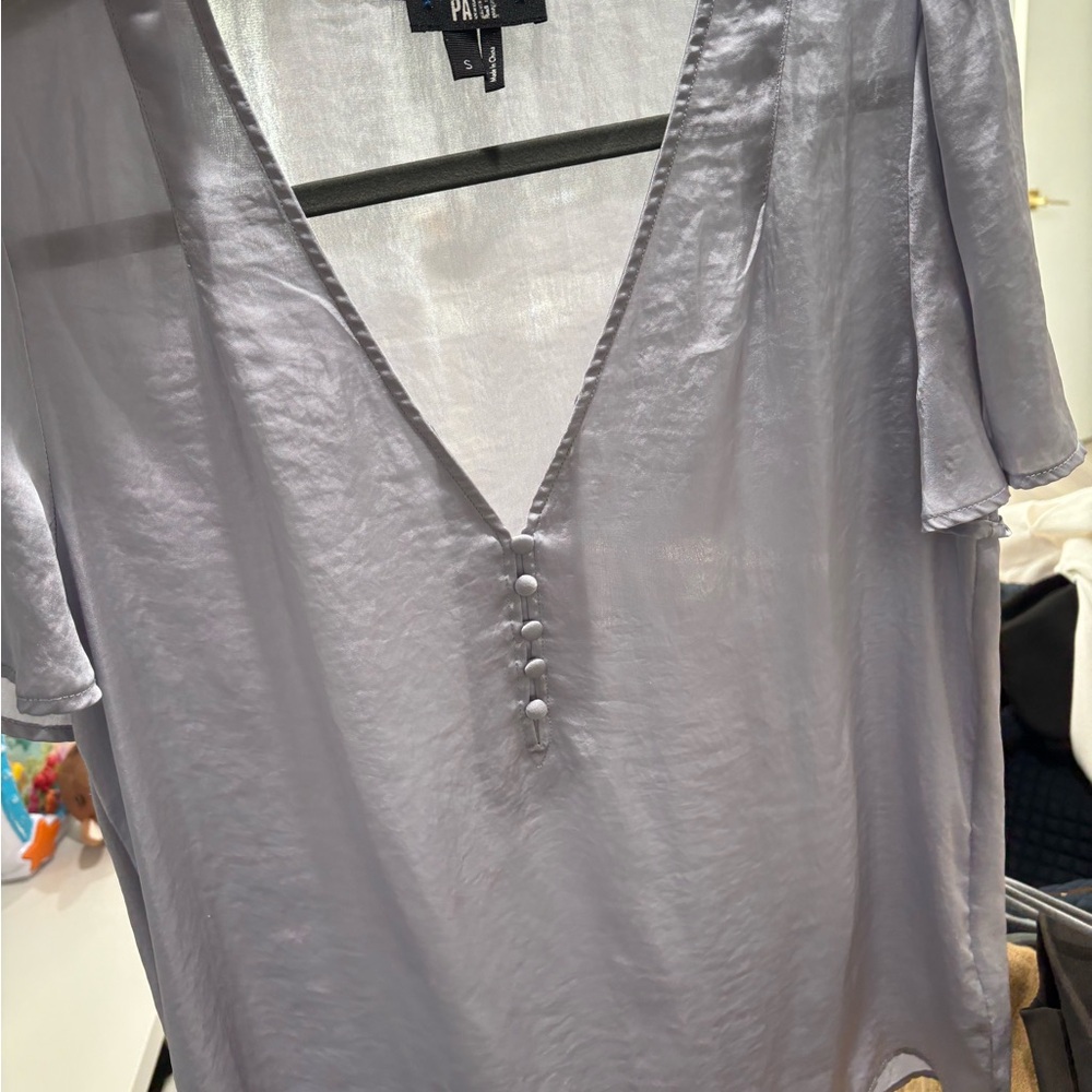 PAIGE Women's Light Gray V-Neck Blouse